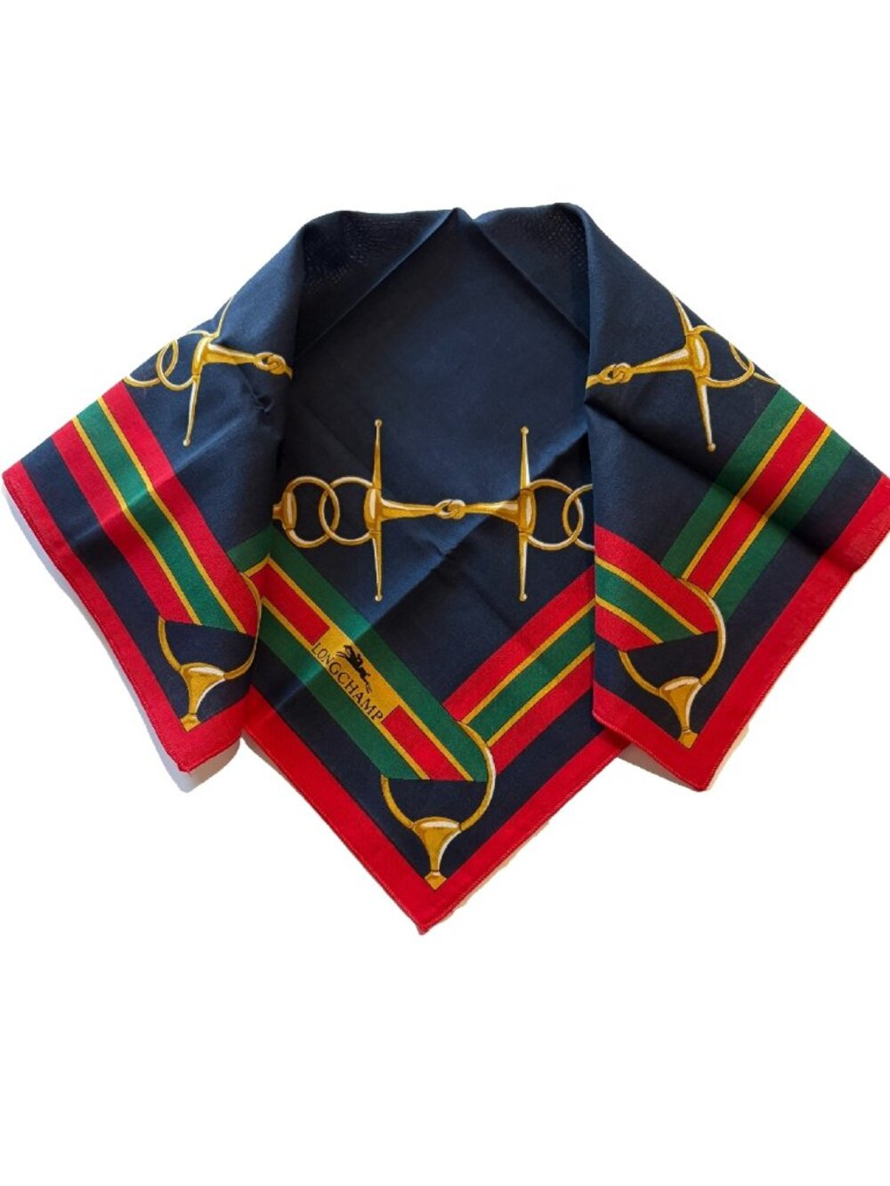 Vintage Longchamp Equestrian Cotton Scarf